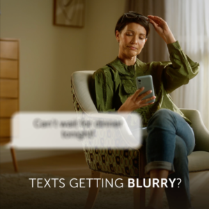 Image of a woman reading a bluffy text